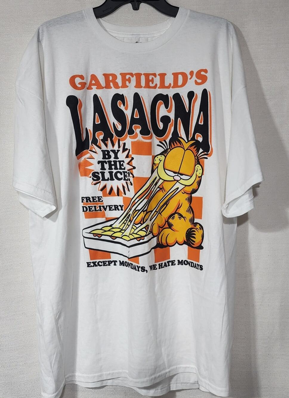 Garfield's lasagna white shirt men's 2X
